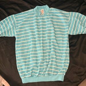 Aqua Striped Crew Neck Sweater